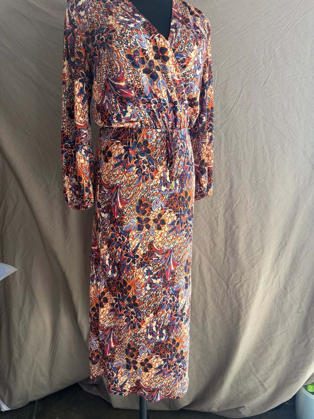 Veronica M Paisley Floral Long Sleeve Wrap-Style Maxi Dress